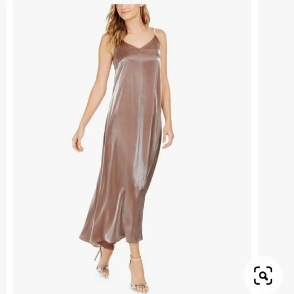 NWT MSK Brown Embellished Metallic Rhinestone Straps Maxi Shift Dress